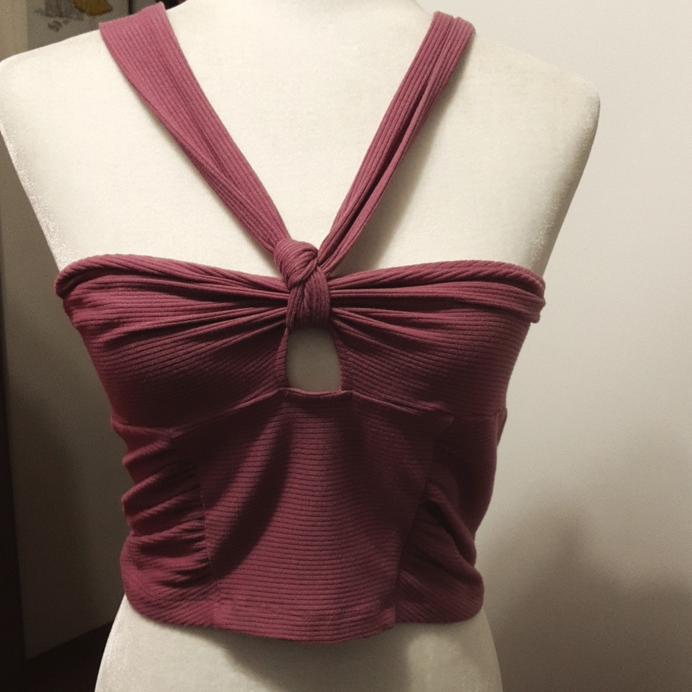 Urban Outfitters Ribbed‎ Ruched Crop Tank Top
